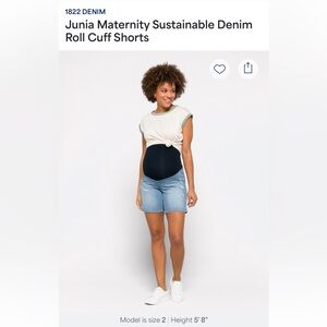 1822 Denim Blue Maternity Jean Shorts